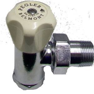 Pegler Belmont Wheel Head Radiator Valve 15mm x 1/2" Angled 680007