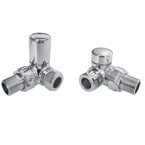 Deco 15mm x 1/2" Corner Radiator Valve Pair Chrome 