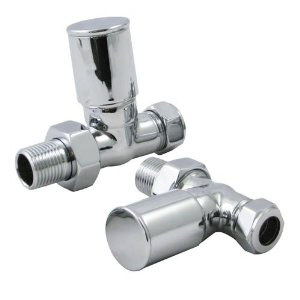 Deco 15mm x 1/2" Straight Radiator Valve Pair Chrome 