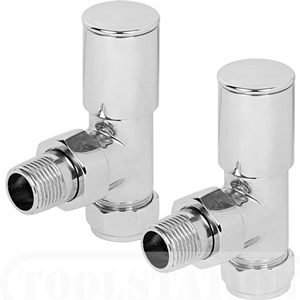 Deco 15mm x 1/2" Angled Radiator Valve Pair Chrome 